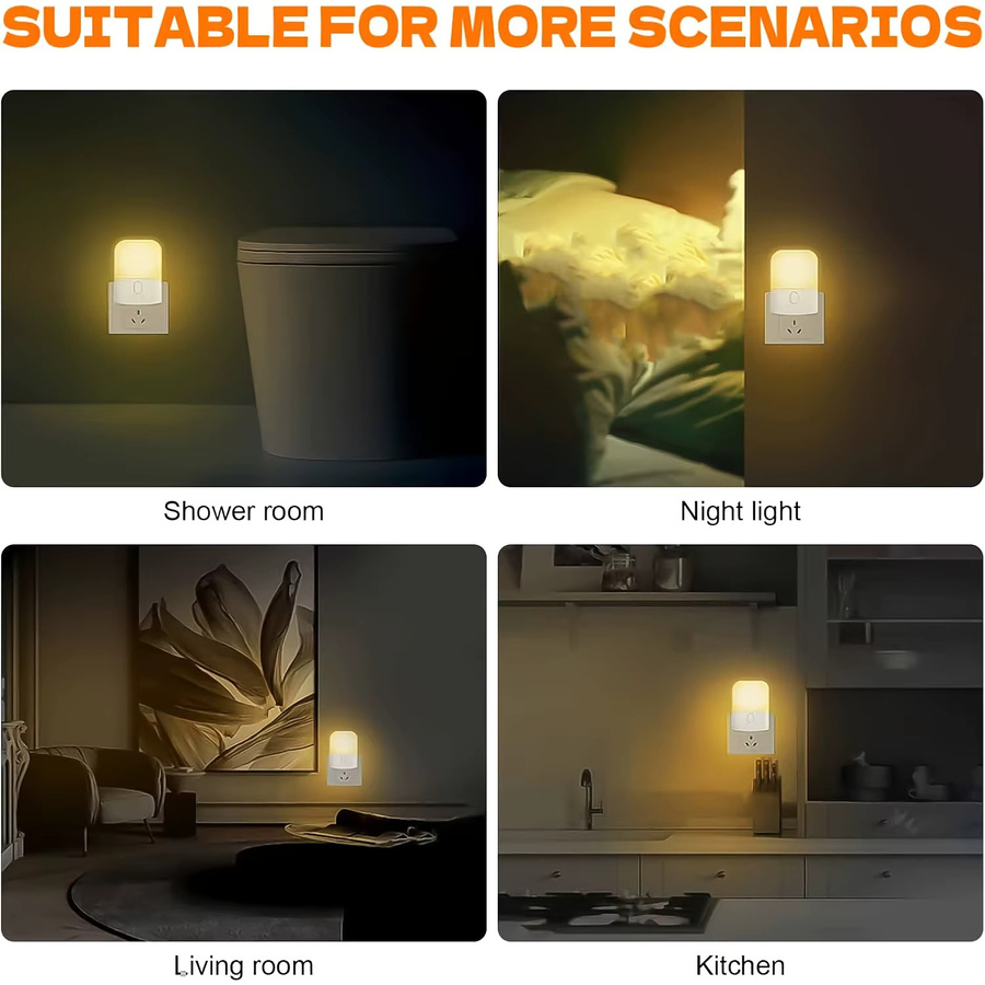 Ouelico 2er Set intelligentes LED-Nachtlicht als Mini-Wandleuchte in Warmweiß, verstellbare Lichtsensorleuchte für Schlafzimmer, Badezimmer und Küche - Bild 5
