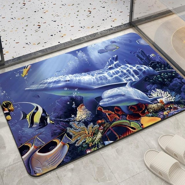 Badezimmer-Bodenmatte Yiran Furniture aus Diatomeenerde in Marine Blau, rutschfest und schnelltrocknend, B/T: 40 x 60 cm - Bild 1