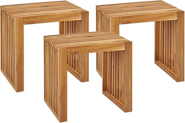 Beliani Gartenstuhl aus Akazienholz und Metall in Braun, B/T/H: 35 x 45 x 43 cm - Bild 1