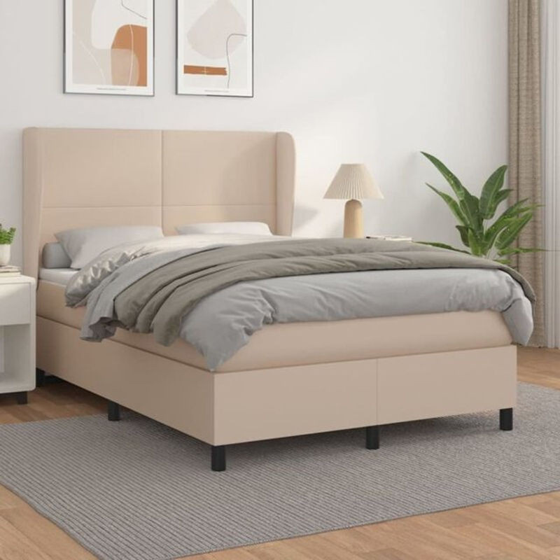 vidaxl Boxspringbett mit Taschenfederkern in Braun, Modernes Design, B/T/H: 140 x 200 cm - Bild 1