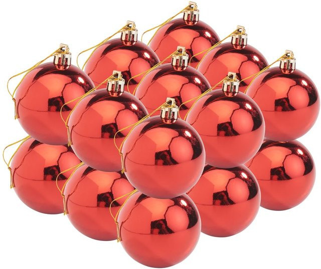Othmar Decorations Weihnachtskugeln aus Kunststoff in Rot-Glänzend, 18 Stück - Bild 1