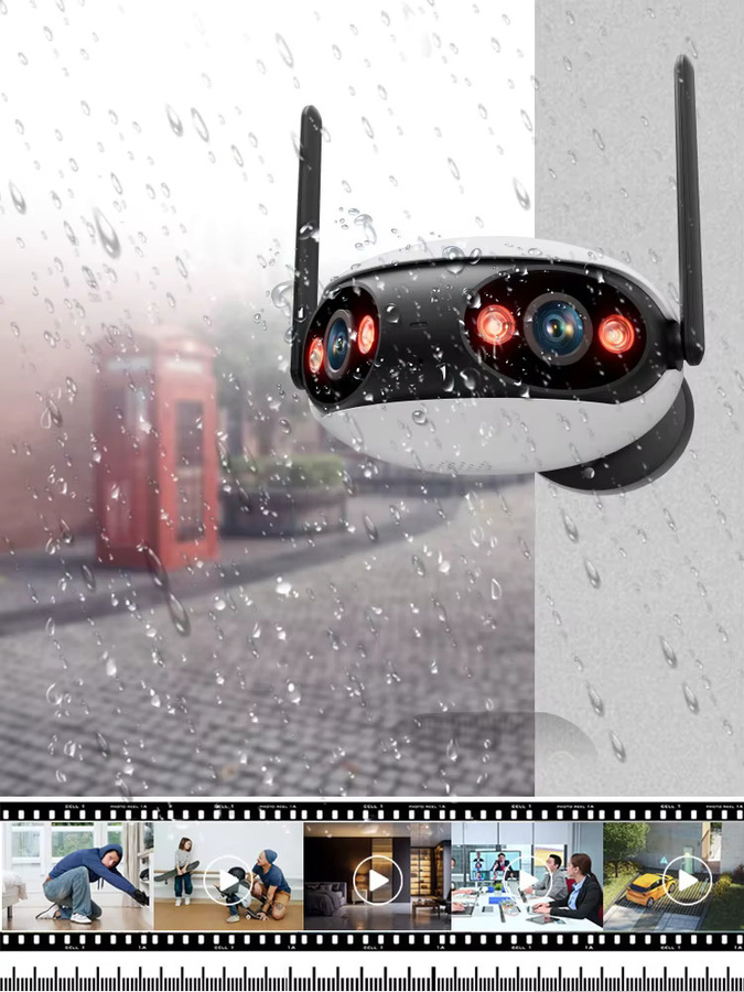 HCVAHDN 4K 8MP Dual-Objektiv WLAN IP-Kamera für Außenbereich, 180 Grad Panorama-Sicherheitsüberwachungskamera, kabellose CCTV-IP-Kamera in Weiß - Bild 7