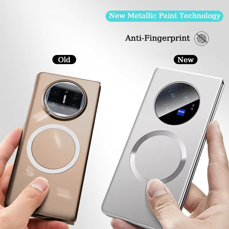 Magnetische Schutzhülle für VIVO X Fold 5 und 3 Pro 2 in Gold, ultradünne harte Hülle mit matter metallischer Lackierung und Anti-Fingerabdruck-Beschichtung, kompatibel mit kabellosem Laden - Bild 3