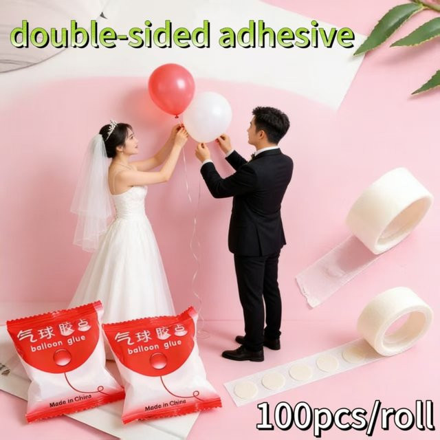 Transparentes, doppelseitig klebendes Ballon-Klebeband in Punktform für deine DIY-Dekoration bei Hochzeiten, Geburtstagen oder Partys - Bild 1