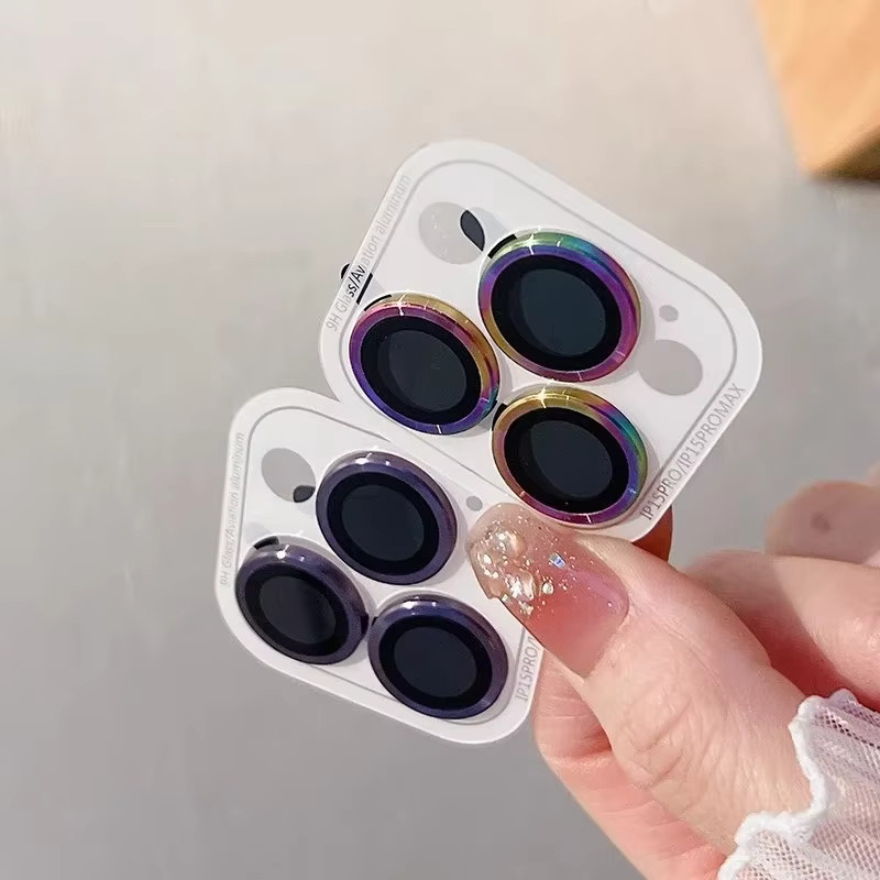 2-3 Stück Kamera Objektiv Schutz Glas und Metall für Apple iPhone 12, 13 Mini, 13 Pro Max, 15 und 16 Plus in Gold - Bild 4