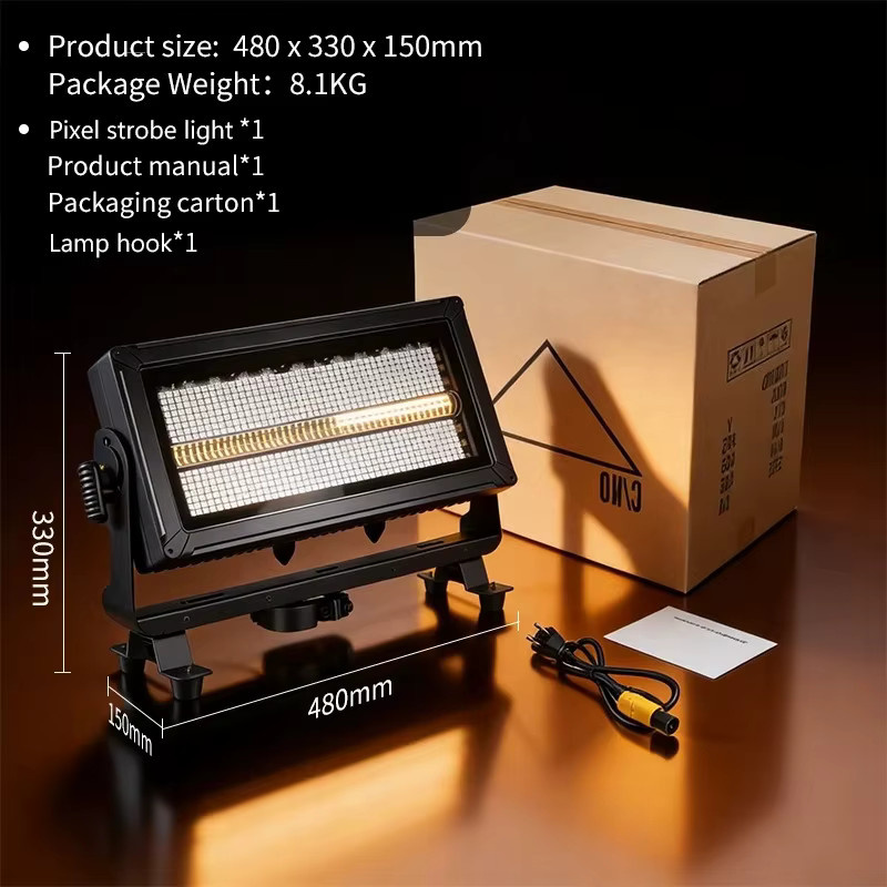 Carinamoba RGB Pixel-Stroboskoplicht 400W mit 12 unabhängigen Pixelzonen, IP65 wasserdicht, Schwarz, B/T/H: 48 x 33 x 15 cm - Bild 3