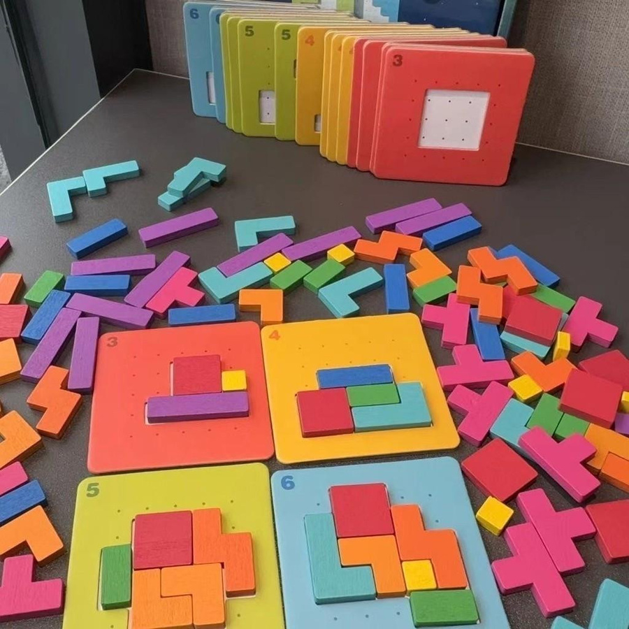 Yiran toy Buntes Puzzle-Spiel Gehirnjogger Holz 2 Spieler 3-6 Jahre - Bild 3