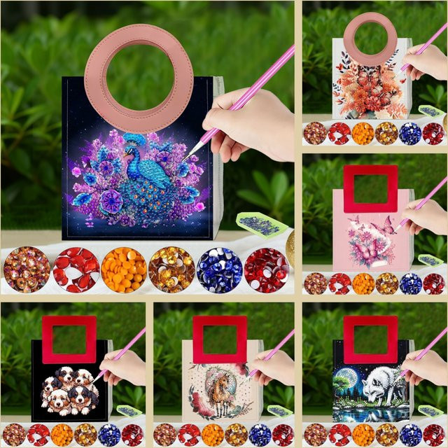 DIY-Diamant-Malerei-Set mit transparenter PVC-Aufbewahrungstasche und Cartoon-Tiermuster in Multicolour - Bild 1