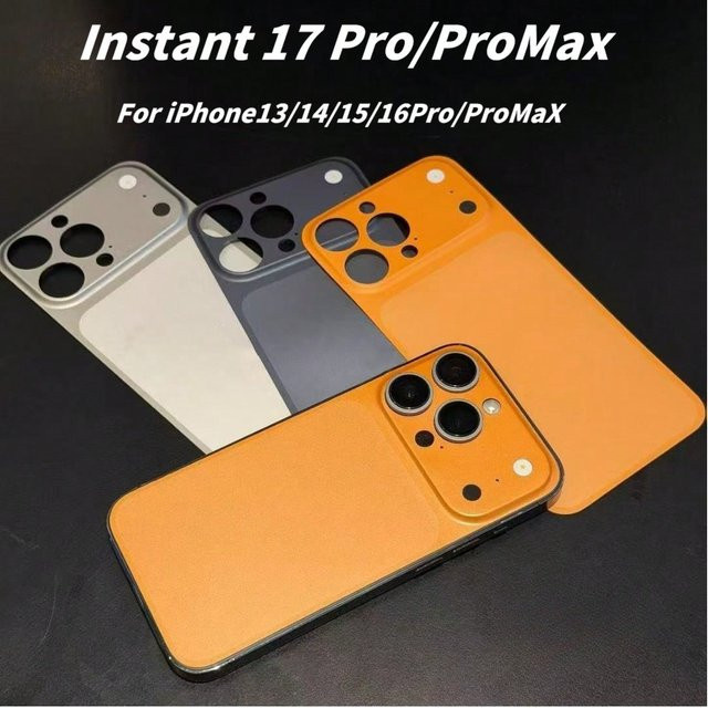 TAOYUNXI Konverter-Rückplatte für iPhone 13/14/15/16 Pro/Pro Max zu iPhone 17 Pro/17 Pro Max in Orange mit Metallrahmen aus Legierung und Glaslinsenfolie - Bild 1