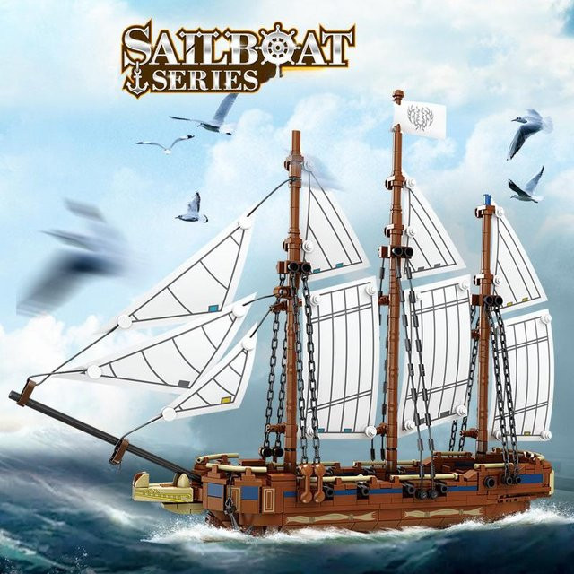 KAZI Segelboot, Bausteine-Set, weiß, ab 6 Jahren - Bild 1