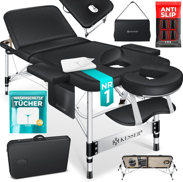 KESSER Mobile Massageliege aus Aluminium klappbar und höhenverstellbar mit 3 Zonen, Kopfstütze, Armlehnen und Tasche - Bild 1