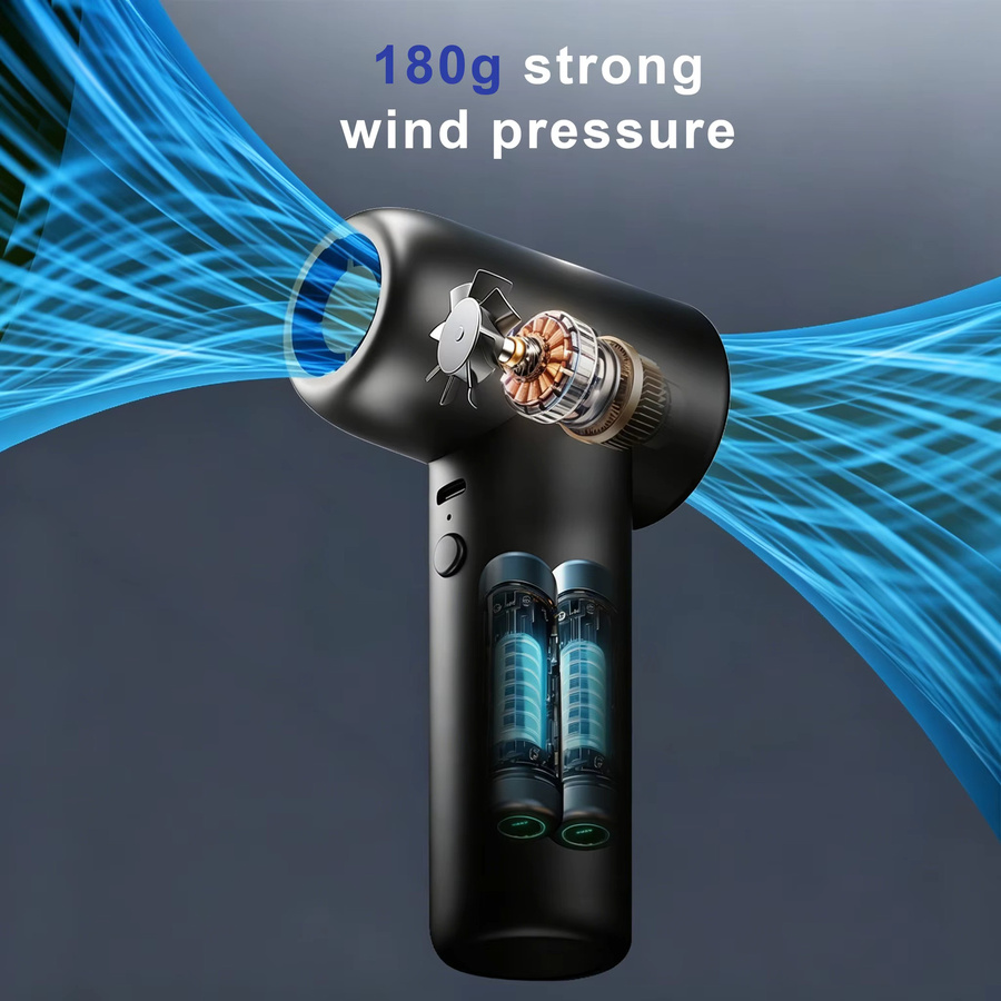 TRNOJTHK Turbo Gebläse mit 110.000 RPM, 4000mAh Akku und USB-C, tragbares Luftgebläse mit 5 Düsen und LED-Display für PC, Auto und Elektronik, in Schwarz oder Weiß - Bild 4