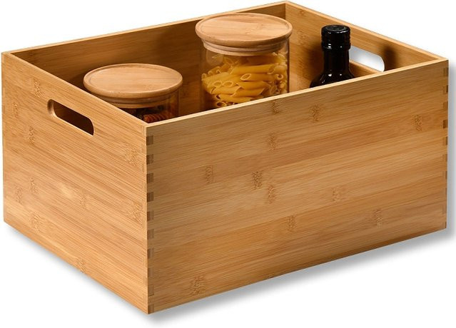 Kesper Aufbewahrungsbox aus Bambus mit Griffen, stapelbar, Braun, B/T/H: 38,5 x 28,5 x 20 cm - Bild 1