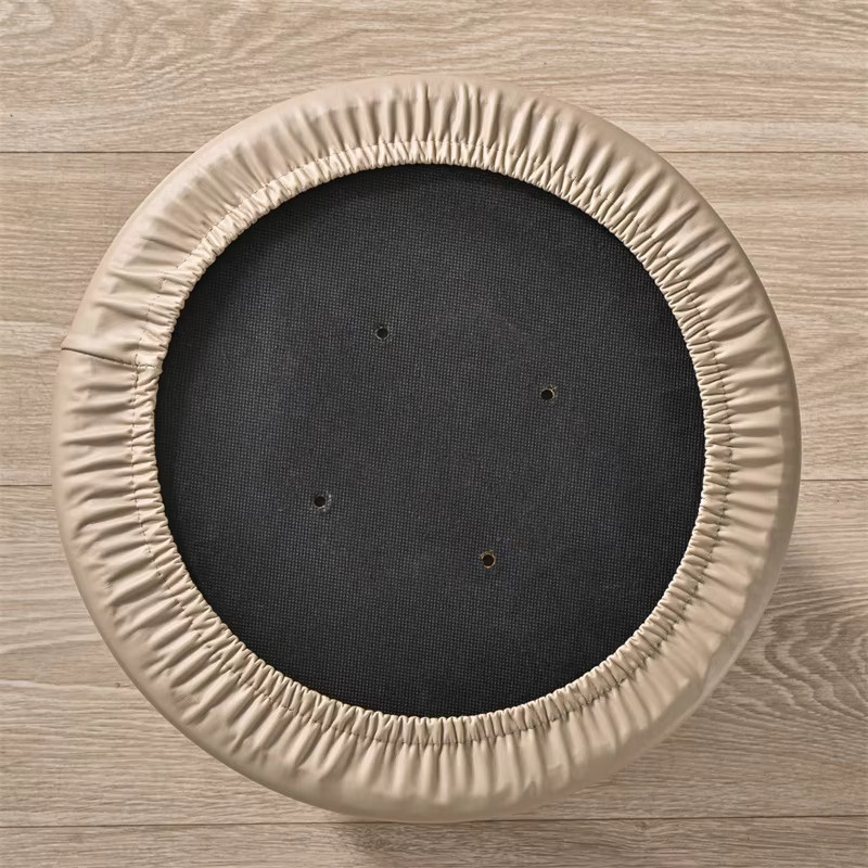 WANERQU Wasserdichter Hockerbezug aus PU-Leder in Beige oder Braun, elastische Abdeckung für runde Barhocker und Drehstühle - Bild 2