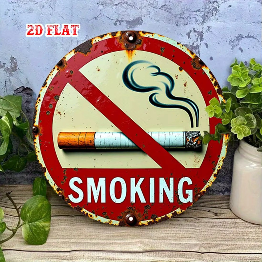 CIFBUY Vintage No Smoking Metallblechschild Rund in Multicolour als Retro Wandkunst für Zuhause, Café oder Garage - Bild 3