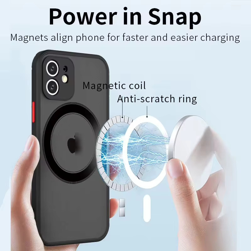 CYYWN Matte magnetische Hülle für iPhone 11 bis iPhone 17 Pro Max Translucent Cover in Schwarz und Transparent - Bild 2