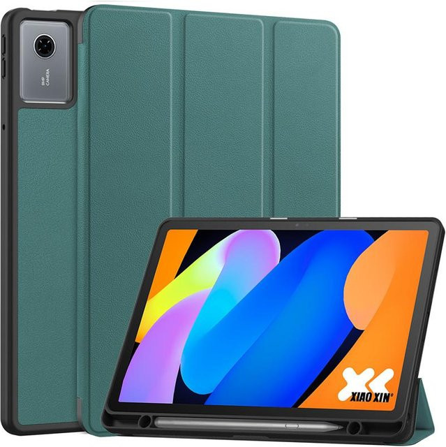 Magnetische Leder Klapp Smart Cover Hülle für Lenovo Idea Tab 11 TB336FU und Xiaoxin Pad 11 TB335FC mit Stifthalter in Dunkelgrün - Bild 1