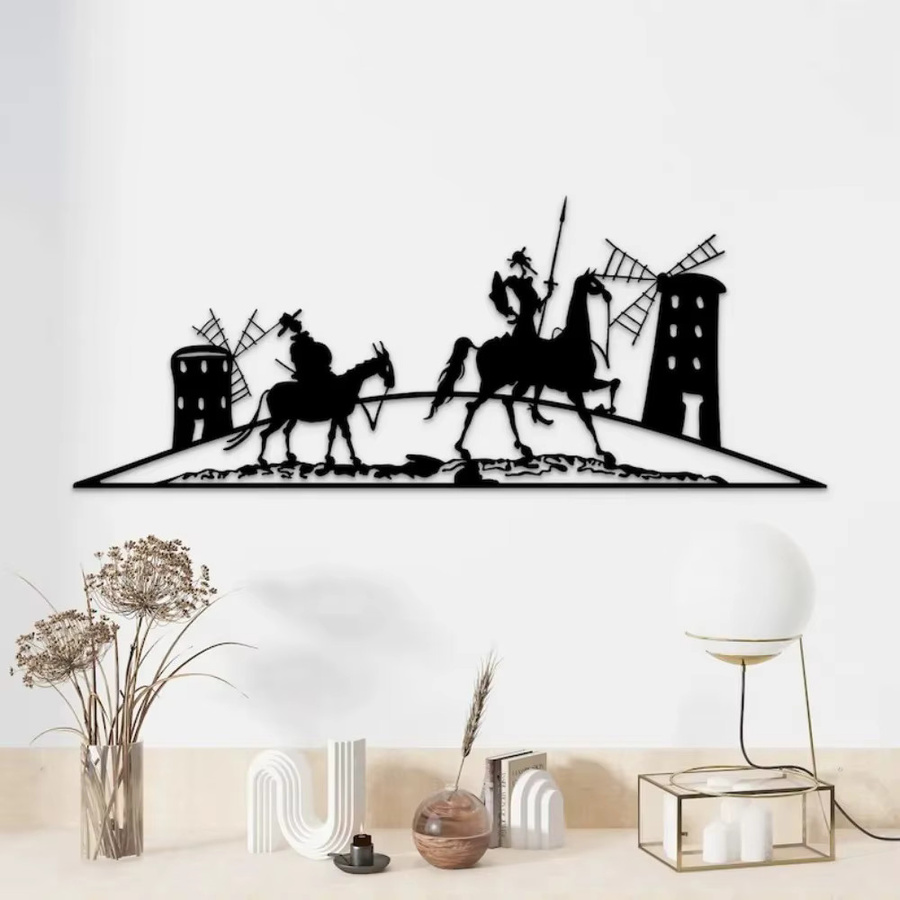 CIFBUY Don Quijote Metall-Wandkunst in Schwarz als minimalistische Silhouetten-Dekoration - Bild 2
