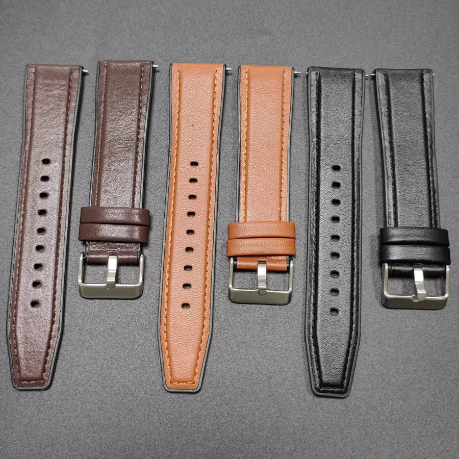 Huawei Uhrenarmband, Leder, Silikon, braun, 22 mm, Vintage - Bild 2