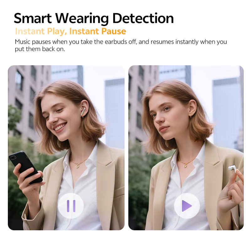QCY MeloBuds N70 Adaptive ANC Wireless Earbuds in Purple mit Bluetooth 6.0, LDAC Hi-Res Audio, 6 Mikrofonen und Wireless Charging, IPX5 wasserfest - Bild 5