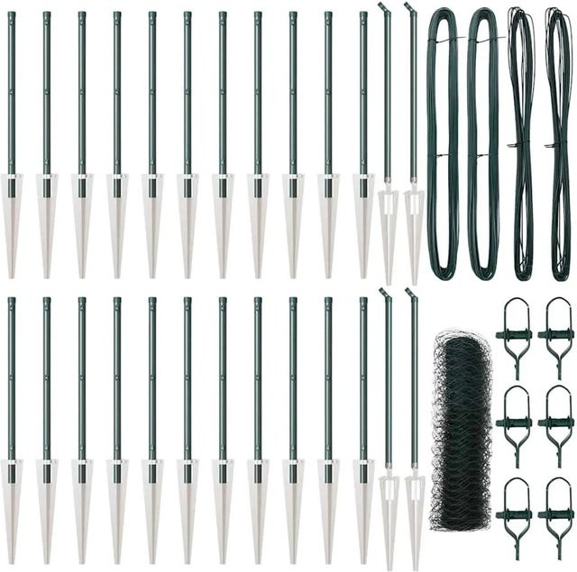 vidaXL Zaunpfosten aus Stahl und PVC in Grün, Höhe: 50 cm, Durchmesser: 3,2 cm - Bild 1