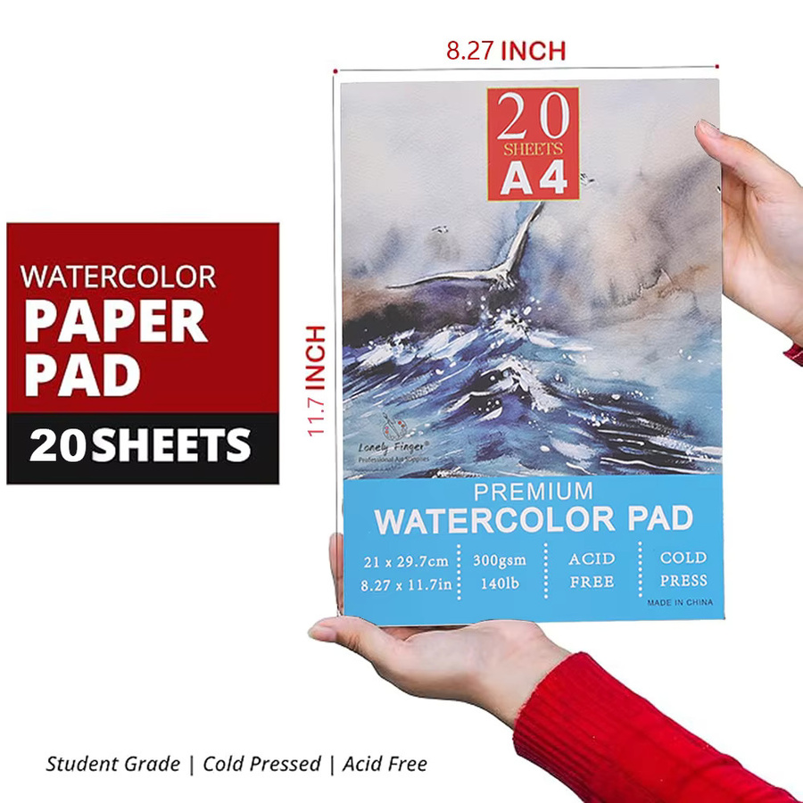 2 Premium-Aquarellblöcke von Lonely Finger, 20 Blatt, A4, 300 g/m2, säurefreies Papier für Künstler und Profis - Bild 2