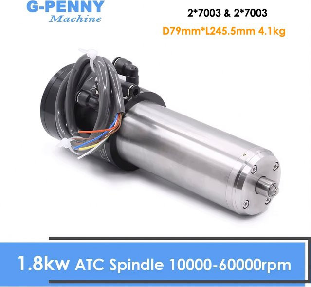 G-Penny ATC-Spindelmotor wassergekühlt 1,8 kW mit automatischem Werkzeugwechsel, 10.000–60.000 U/min, Silber - Bild 1