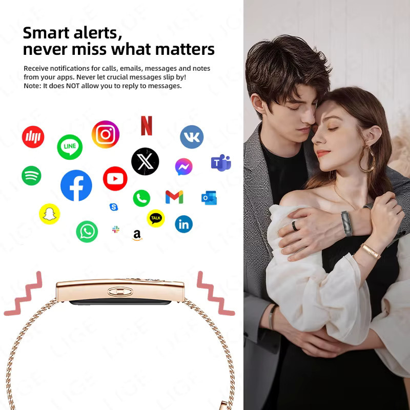 LIGE Sport-Fitness-Tracker Smart-Armband für Paare in Gold, Wasserdichtes Unisex Smartwatch mit Gesundheitsmonitor - Bild 5