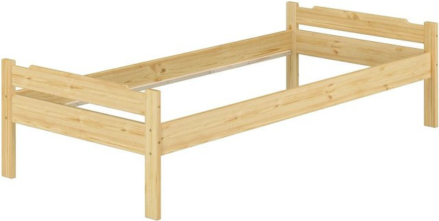 Erst-Holz Massivholz-Einzelbett Modell 31 aus Kiefer für Kinder und Jugendliche, Farbe: Weiß/Beige, B/H: 80 x 200 cm - Bild 1