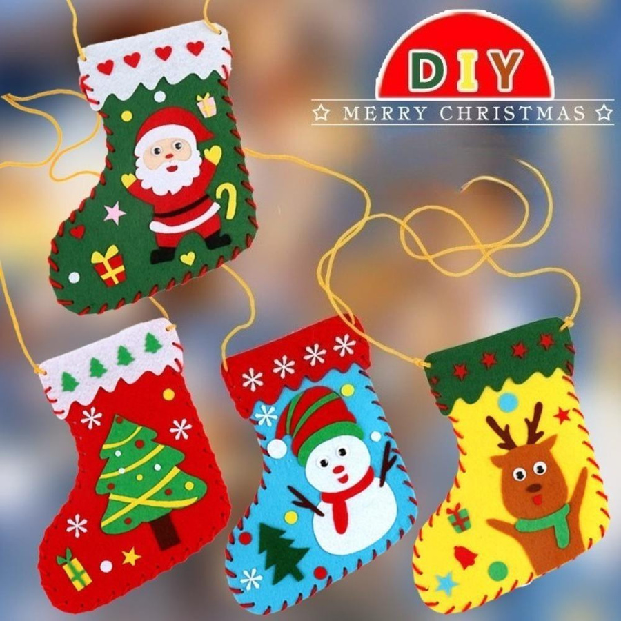 OONBIFFY Bastel-Weihnachtsstrümpfe Bastelset Vliesmaterial Bunt - Bild 2