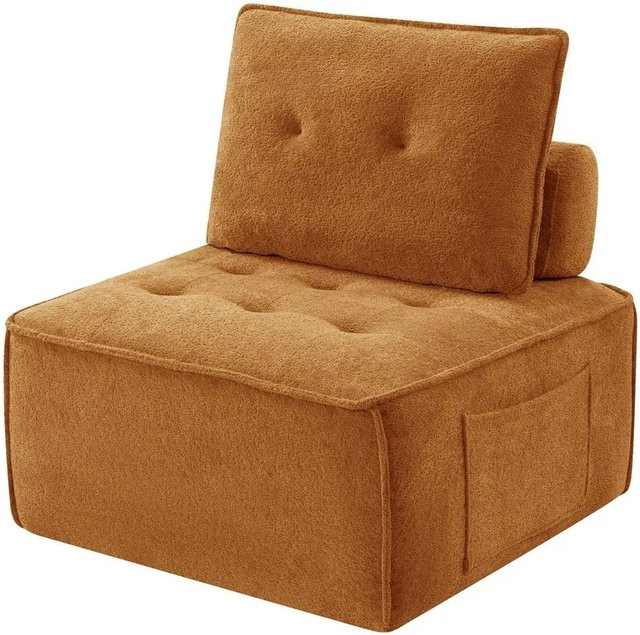 GLP Sofamodul Teddyfleece Bodensofa Karamellbraun B/T/H: 84 x 84 x 42 cm - Bild 1