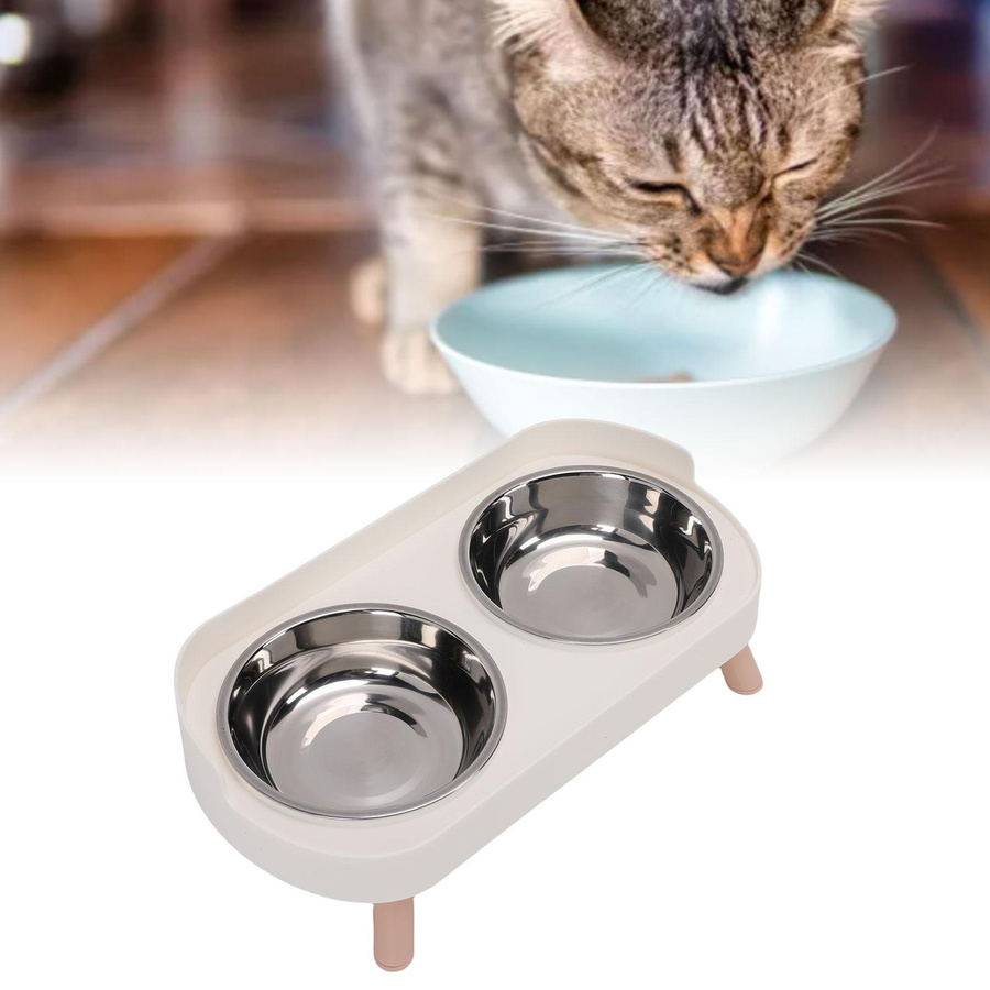 KONNWEI Erhöhte Katzennäpfe aus Edelstahl mit integrierten Doppelnäpfen für Futter und Wasser - Bild 2