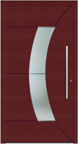 KNOCK Aluminium-Haustür Terra Nova in Purpur-Rot mit Glaseinsatz, modern, RC2, B: 110,0 cm, H: 210,0 cm, T: 58,4 cm - Bild 1
