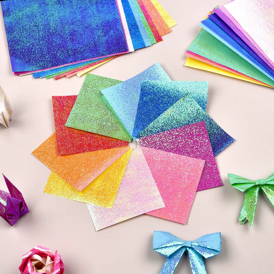 50-teiliges Set buntes Glitzer-Perlglanzpapier für Origami und DIY Scrapbooking, quadratisches Bastelpapier für Kinder in Multicolour - Bild 3