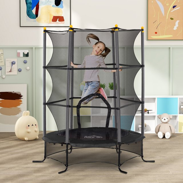 HOMCOM Kinder Trampolin mit Sicherheitsnetz Blau Stahl Kunststoff 3-10 Jahre - Bild 2