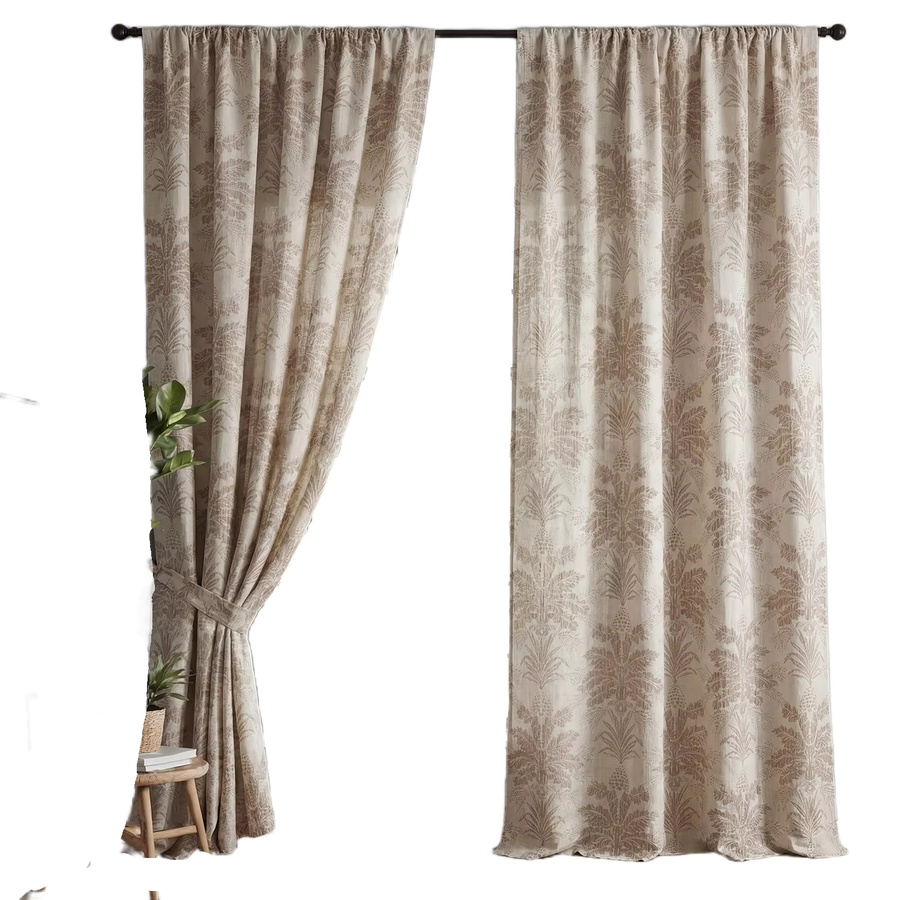 CENTURyMiG Bestickter Vorhang mit floralem Muster in Kaffeebraun und Beige, Thermoisolierender Sichtschutz mit Ösen, Breite: 100 cm, Höhe: 200 cm - Bild 4