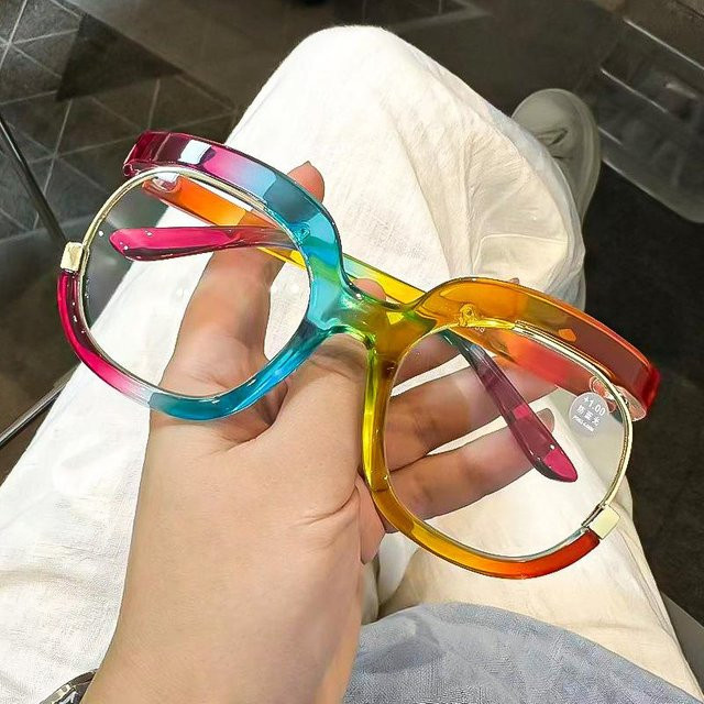 Lesebrille für Damen, Rund, Vollrand, Metall, transparent, multicolour - Bild 1
