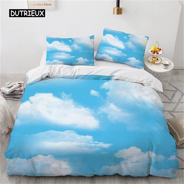 Flylo Bettwäscheset aus Mikrofaser mit blauem Himmel und weißen Wolken, B/H: 200 x 230 cm - Bild 1