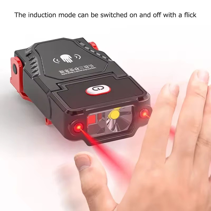 XIWANGFIRE LED-Sensor Scheinwerfer mit USB-Akku, schwarzer Clip-Scheinwerfer für Hut und Kappe mit einstellbarem Winkel für Camping und Arbeit - Bild 5