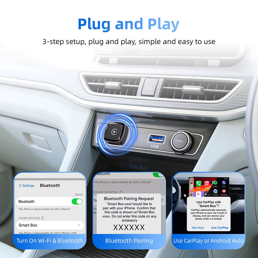 EzoneTronics 2-in-1 Wireless CarPlay und Android Auto Adapter, Schwarz - Bild 4