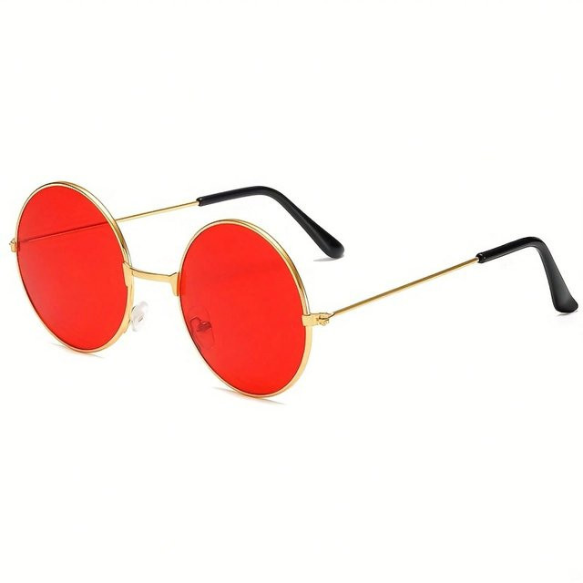 Chenxiaogang Sonnenbrille, rund, Metall, randlos, rot, gold, Damen - Bild 1