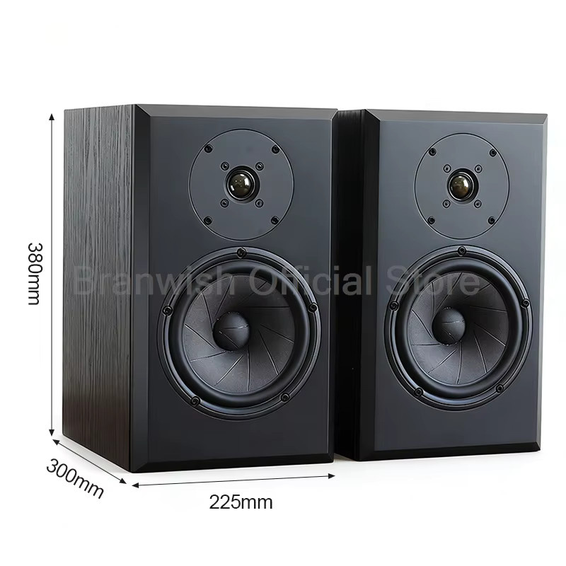Branwish Passives Regallautsprecher Paar in Schwarz oder Braun, 6,5-Zoll, 75 W, 89 dB Empfindlichkeit, Dual-Binding Posts für Heimkino und HiFi-Audiostudio - Bild 4