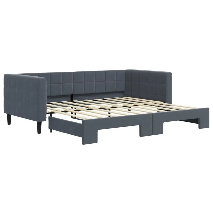 vidaXL Tagesbett aus Samt in Dunkelgrau mit Ausziehfunktion und Polsterung B/T/H: 90 x 190 cm - Bild 2