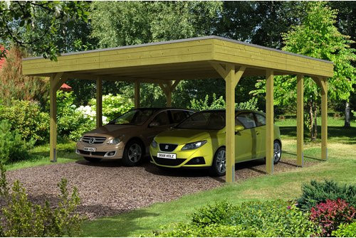 SKANHOLZ Carport Friesland in Braun mit B/T: 557 x 555 cm und einer Firsthöhe von 254 cm, imprägniert - Bild 1