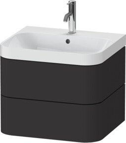 Duravit Möbelwaschtisch Happy D.2 Plus in Graphit Matt mit 2 Schubladen und 1 Waschloch, Wandhängend, B: 57,5 cm, T: 49 cm, H: 48 cm - Bild 1