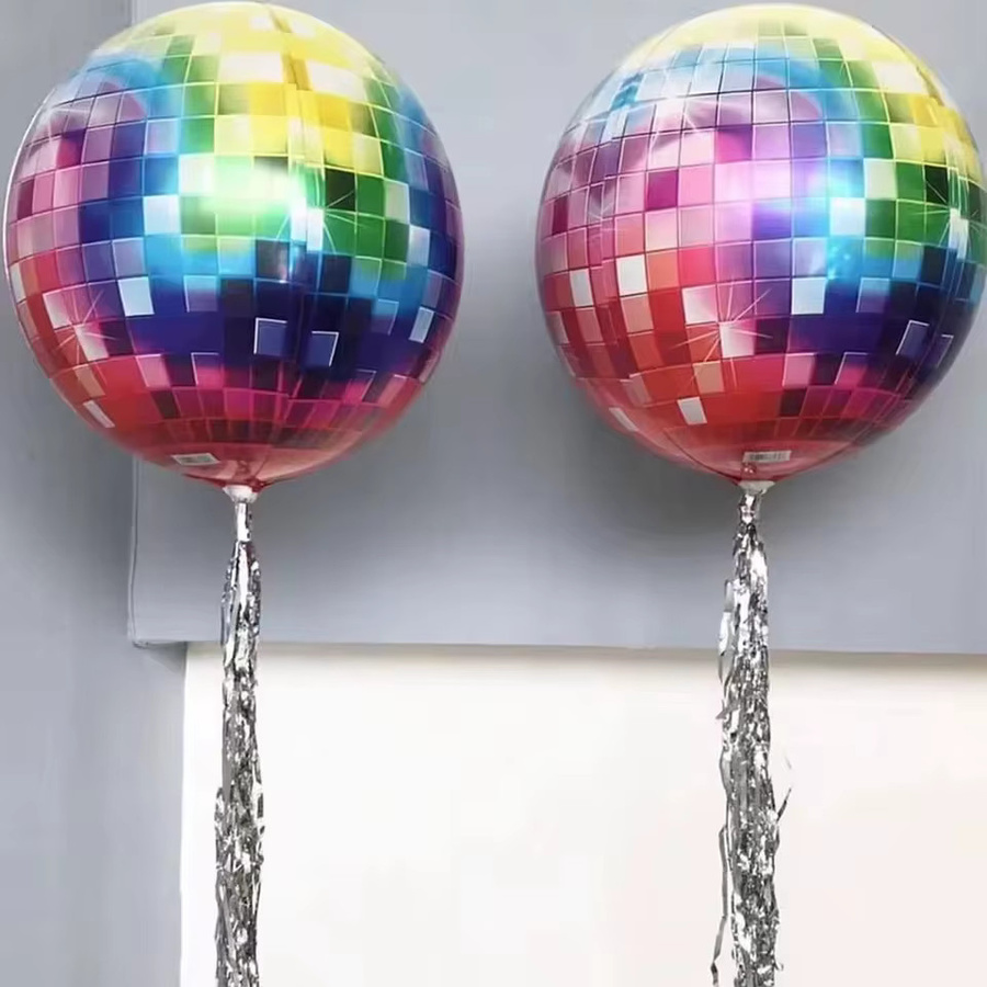 YAYB 6er Set 4D Spiegel Disco Ballons aus Aluminiumfolie in Silber, Gold und Multicolour, 22 Zoll Retro Metallic Deko für deinen Geburtstag - Bild 2