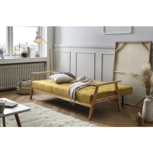 SalesFever Schlafsofa im skandinavischen Design mit Holzrahmen, Farbe: Gelb, Breite: 190 cm - Bild 3