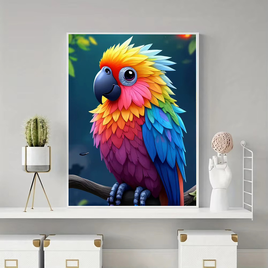 HUACAN Diamantmalerei Set Lebendiger Papagei mit 5D Harzperlen als DIY Kunst Mosaik Wanddekoration, Mehrfarbig, Breite: 30,0 cm, Höhe: 20,0 cm - Bild 4