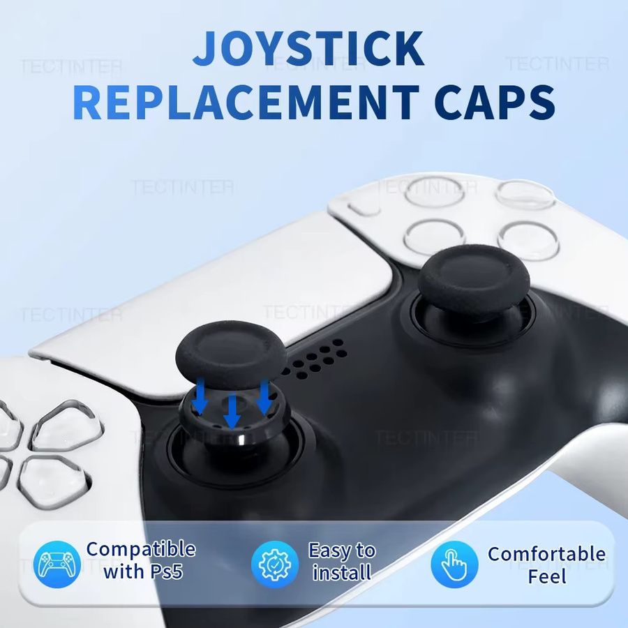TECTINTER Joystick Ersatz Kappen für PS5 und PS4 Controller, Thumbstick Grip Abdeckung in Schwarz, Reparatur Teile für Playstation 5 Zubehör - Bild 3