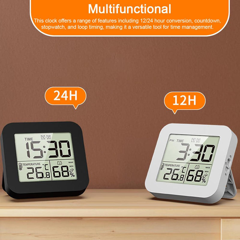 TOMTOP JMS Multifunktionsuhr mit LCD Digitalanzeige als Hygrothermograph zur Messung von Temperatur und Feuchtigkeit in Schwarz - Bild 2